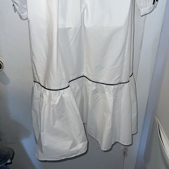 SOMETHING NAVY White Smocked Puff Sleeve Cotton Midi Dress-S NWT! - Picture 5 of 8